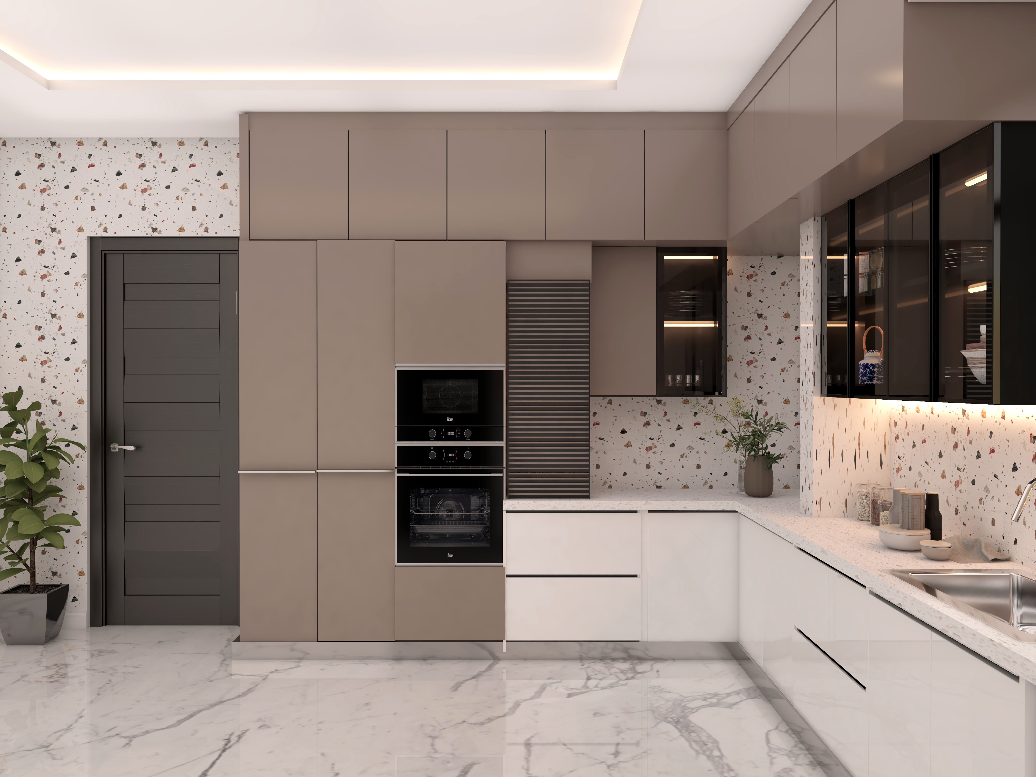 Modular kitchen design for 3BHK flat in Yendada Vizag